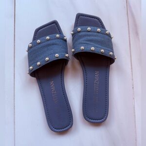 Stuart Weitzman Navy Studded Sandals